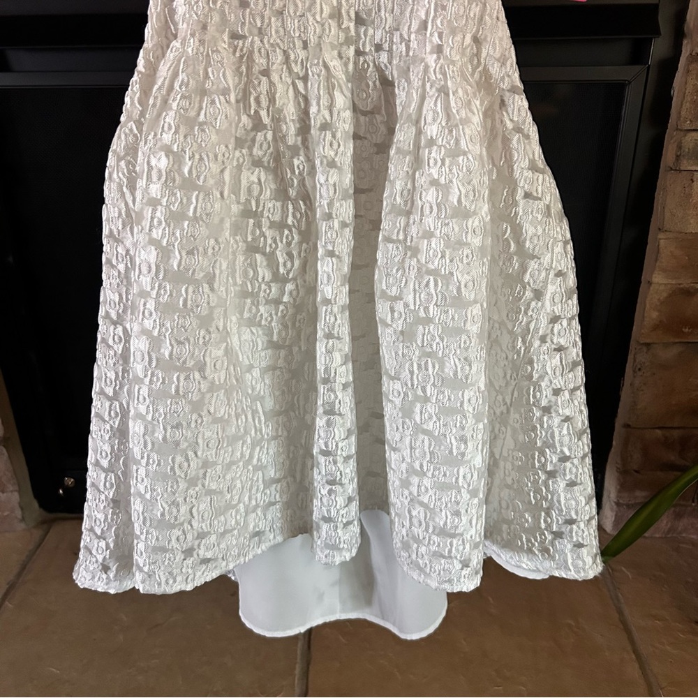 White Puff Sleeve Cutout Waist Fit & Flare Mini Dress Fits like a XS-Small - Picture 5 of 12